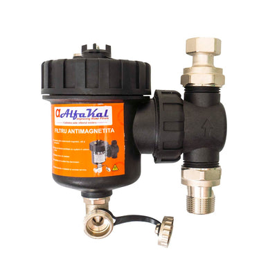 Filtru anti-magnetita cu 1 miez magnetic 11000 Gauss pentru sisteme incalzire si HVAC