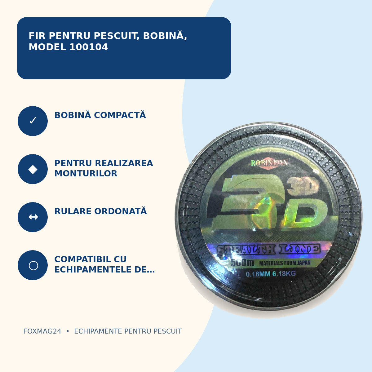 Fir pentru Pescuit, Bobină, Model 100104 – caracteristici