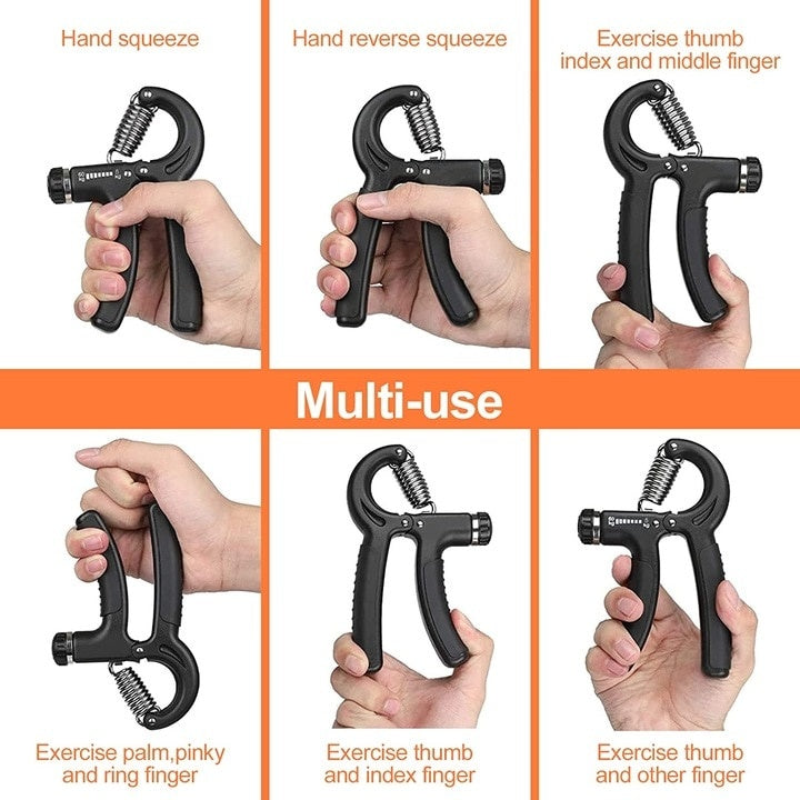 Flexor pentru antebrat, manere cauciuc, anti-alunecare, rezistenta reglabila 5-60kg, din inox/otel, negru