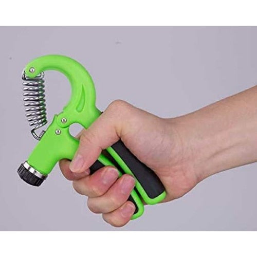 Flexor pentru maini, reglabil de la 10 la 40 de kilograme, din metal si plastic, cu manere antialunecare, verde/negru