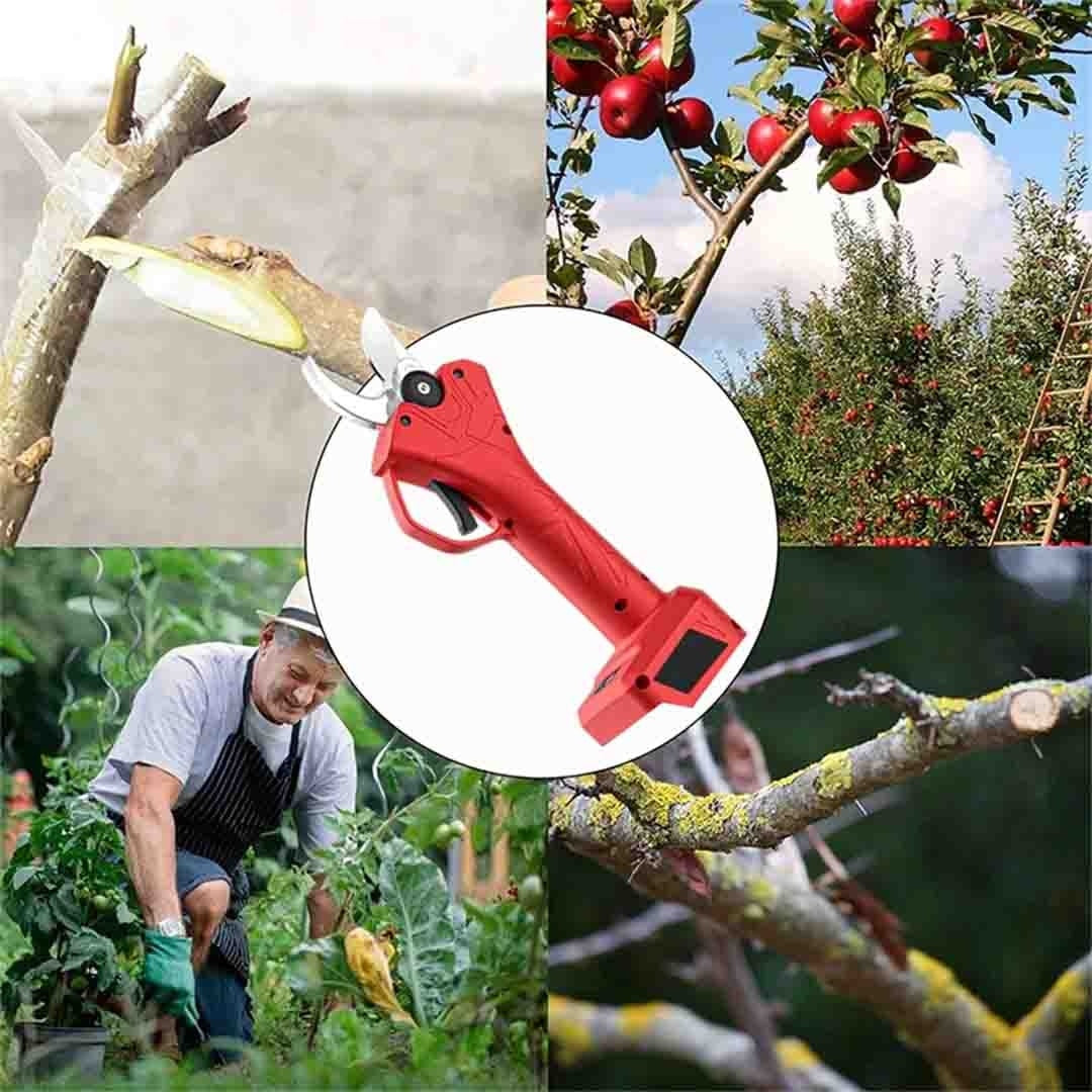 Foarfeca electrica de gradina, cu acumulator inclus, pentru crengi si arbusti, grosime taiere 20mm, rosu