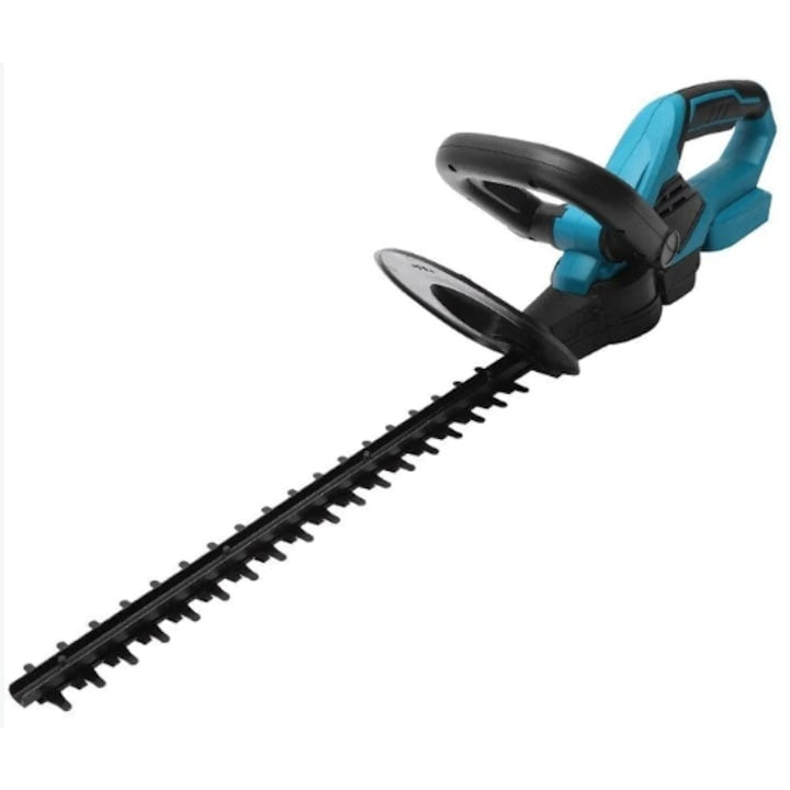 Foarfeca electrica pentru tuns gard viu, cu acumulator, dimensiuni 87.5 x17x18.5 cm, cu protectie pentru maini, negru/verde