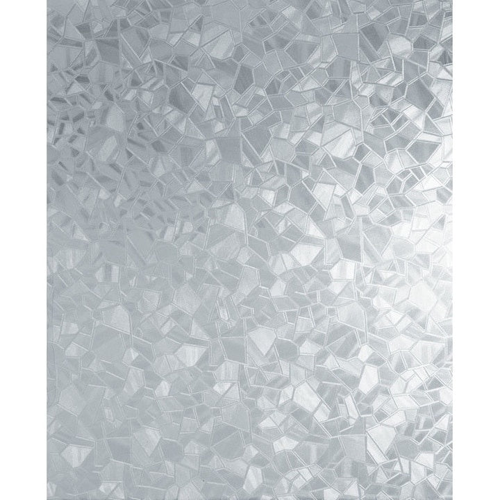 Folie autocolanta pentru geam, model forme geometrice, dimensiuni 45 X 300 cm, usor de aplicat si intretinut, gri/transparent