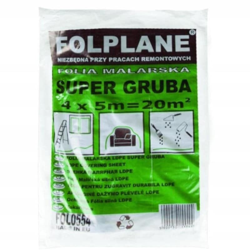 Folie protectie zugrav 4x5m, groasa, din LDPE pentru renovari si zugravit