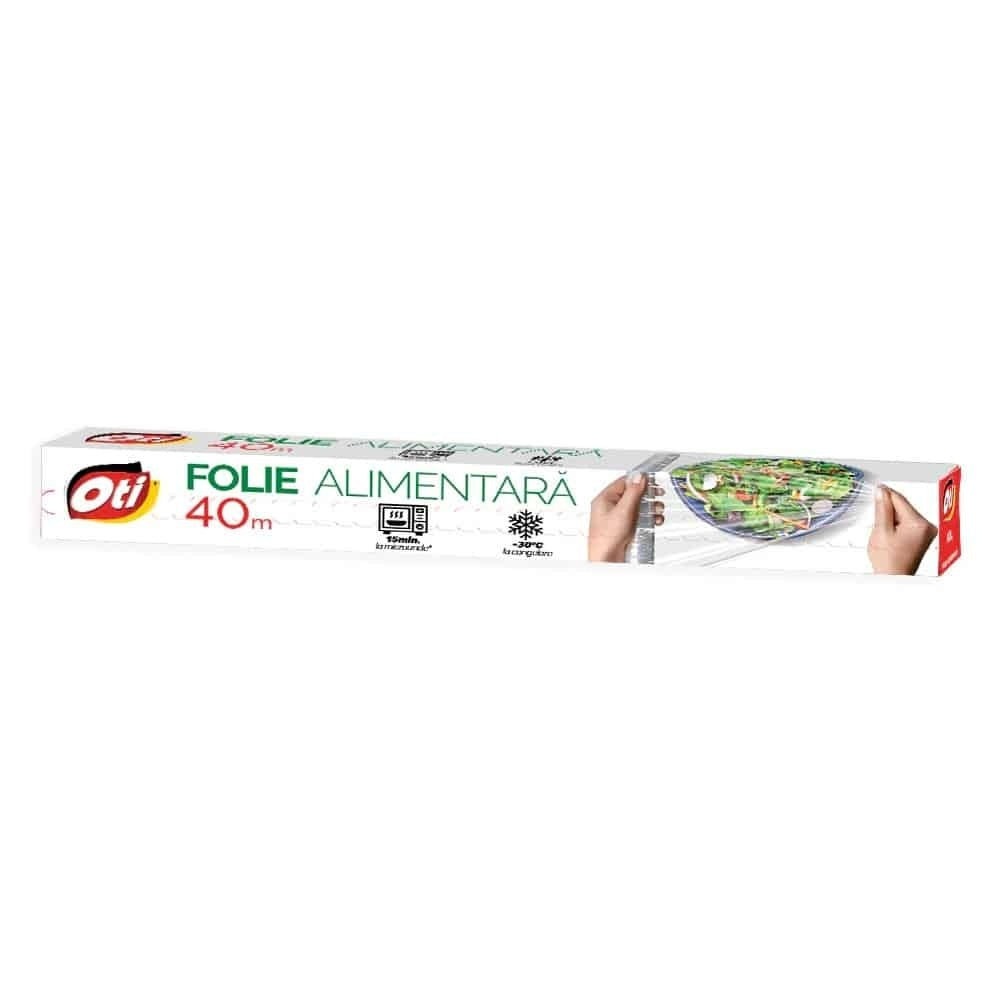 Folie transparenta pentru alimente 40m, cutie OTI, uz casnic