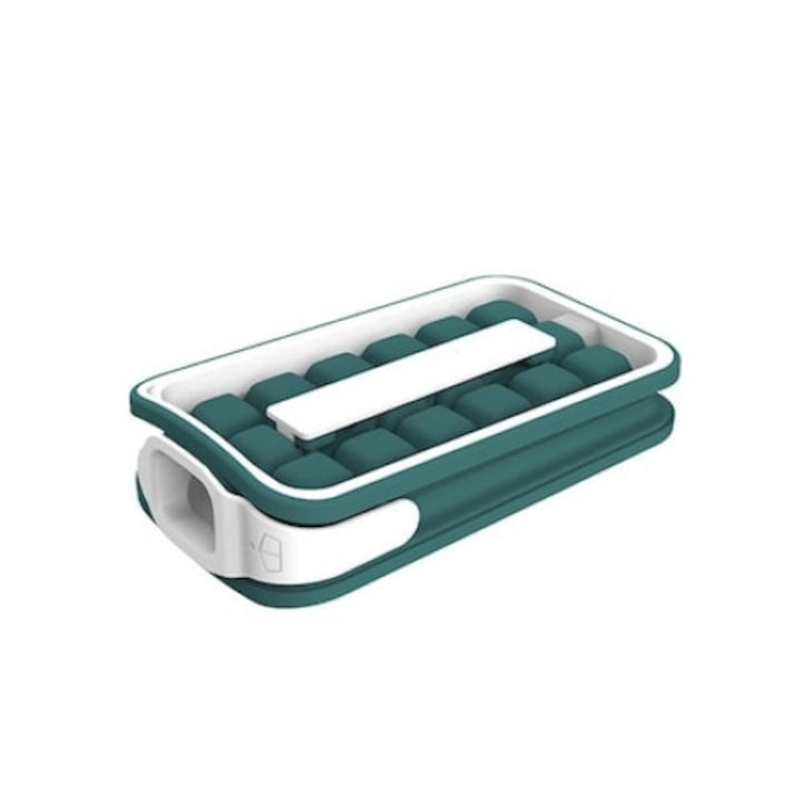 Forma cuburi de gheata, din silicon, cu 18 cuburi, lungime 21.8 cm, verde/crem