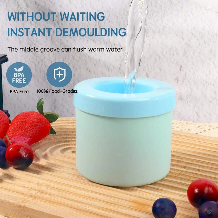 Forma pentru cuburi de gheata, din silicon fara BPA, tip frapiera, fara capac, albastru