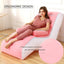 Fotoliu gonflabil, ergonomic in forma de S, dimensiuni 140X85 cm, material rezistent, alb/roz