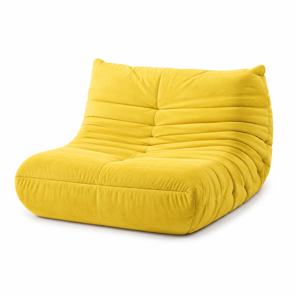 Fotoliu Puf Modular Extensibil, Catifea, Galben – imagine principală
