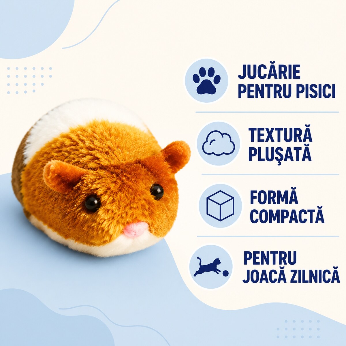 Jucărie Interactivă pentru Pisici, Șoricel Pufos cu Bilă, Multicolor – imagine 3