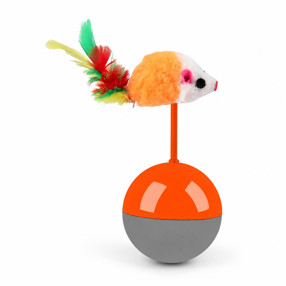 Jucărie Interactivă pentru Pisici, Șoricel cu Bază Balansoar, Multicolor – imagine 1