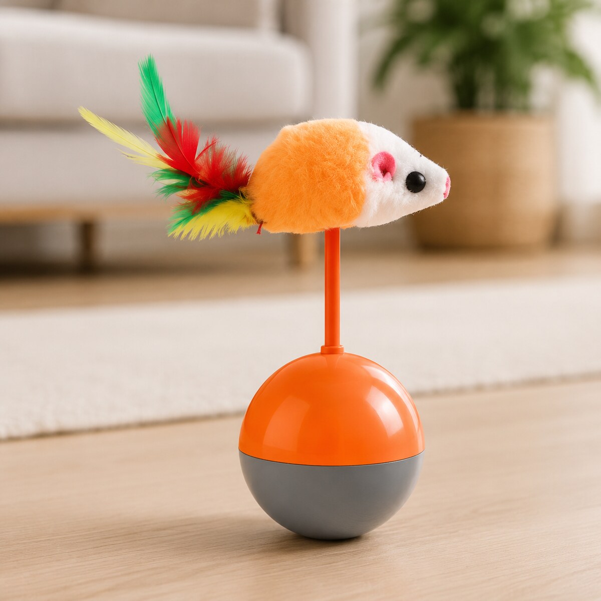 Jucărie Interactivă pentru Pisici, Șoricel cu Bază Balansoar, Multicolor – imagine 2