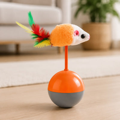 Jucărie Interactivă pentru Pisici, Șoricel cu Bază Balansoar, Multicolor – imagine 2