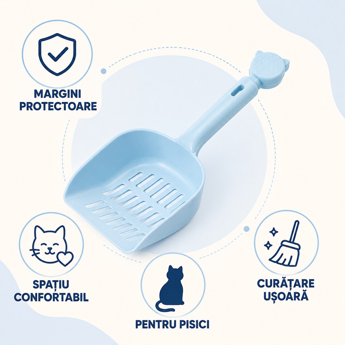Lopățică pentru Litieră cu Sită și Mâner Lung, Multicolor – imagine 3