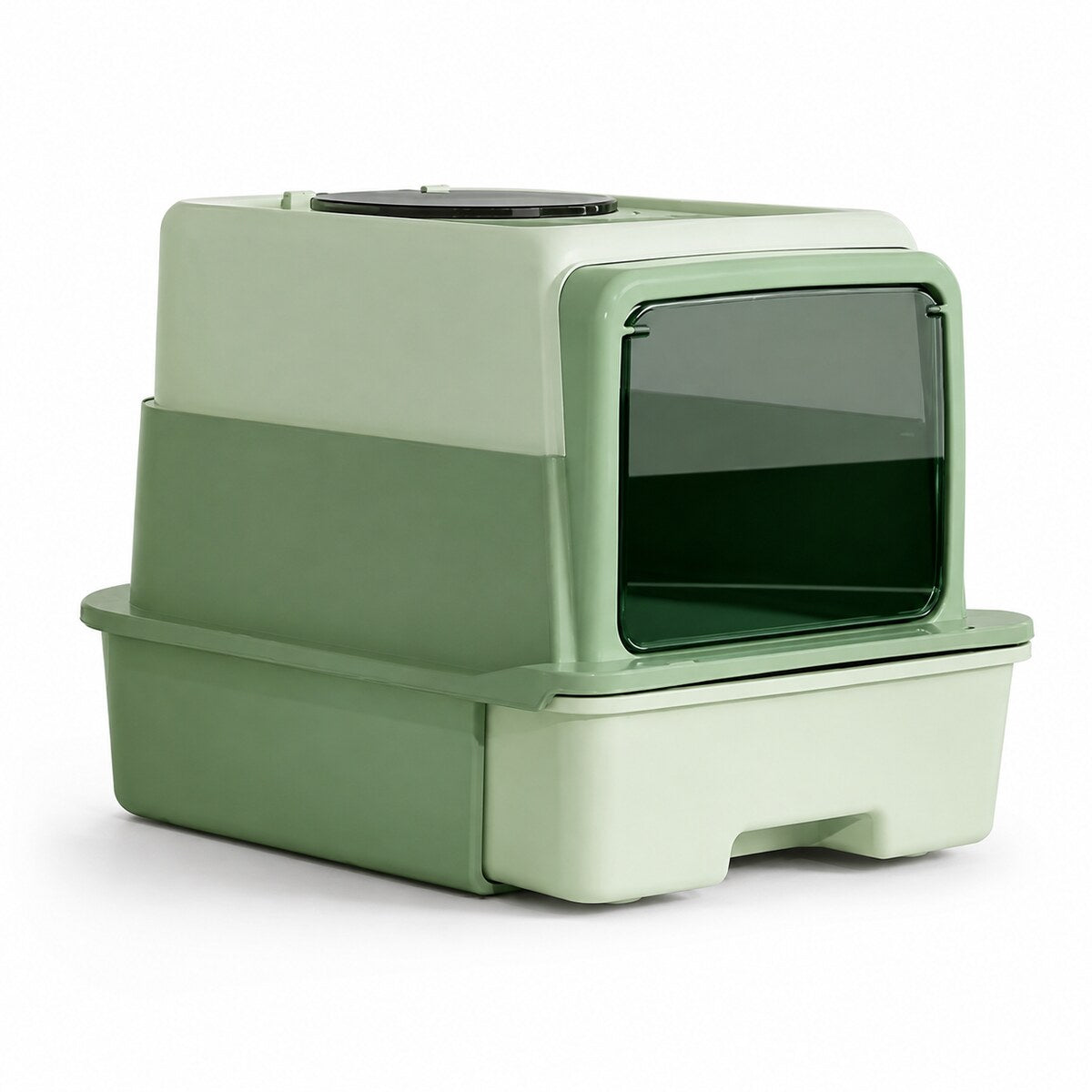 Litieră Acoperită pentru Pisici cu Tavă și Ușă, Verde – imagine 1