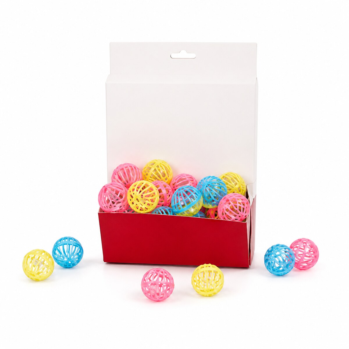 Set 48 Bile Împletite pentru Pisici, Multicolor – imagine 1