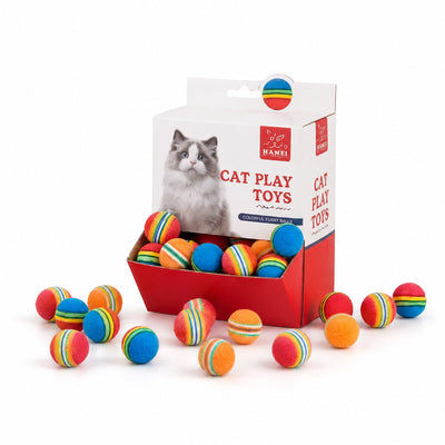 Set 60 Bile cu Dungi pentru Pisici, Multicolor – imagine 1