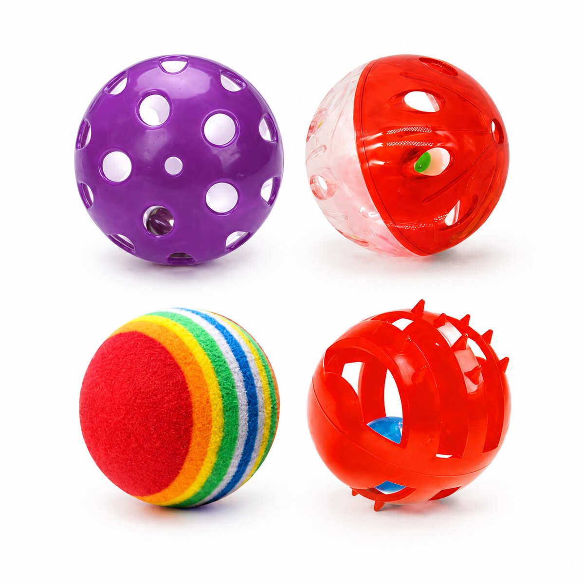 Set 4 Mingi pentru Pisici cu Clopoțel, Multicolor – imagine 1