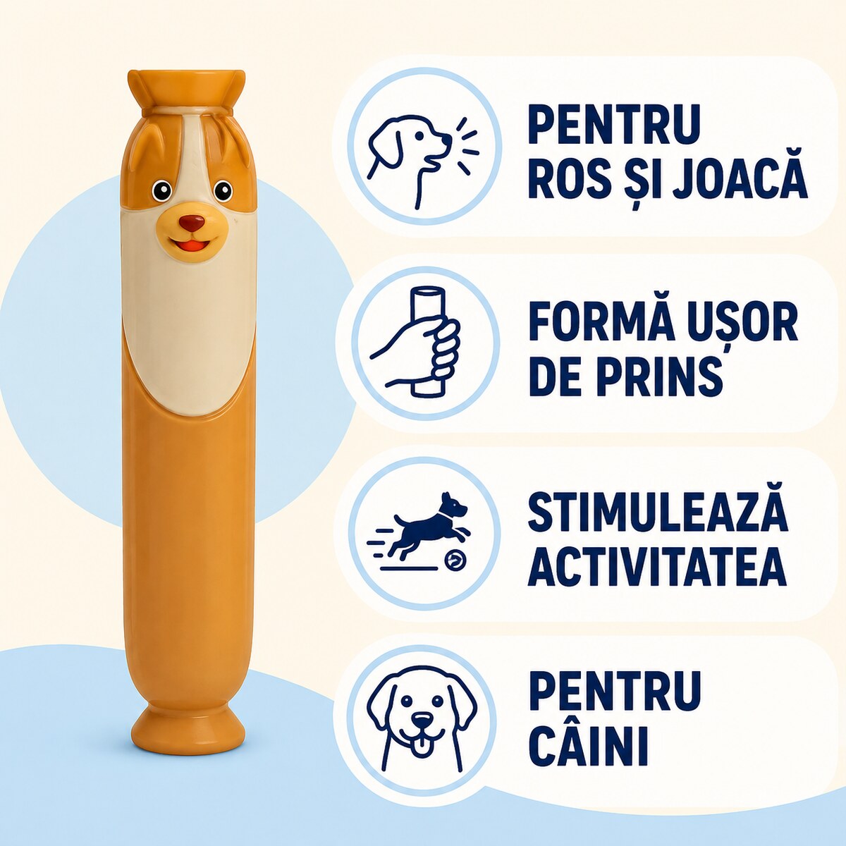 Jucărie de Ros pentru Câini, Figurină Lungă cu Sunet – imagine 3