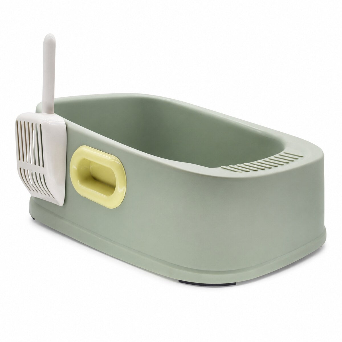 Litieră Deschisă pentru Pisici cu Margine Înaltă și Lopățică, Verde – imagine 1