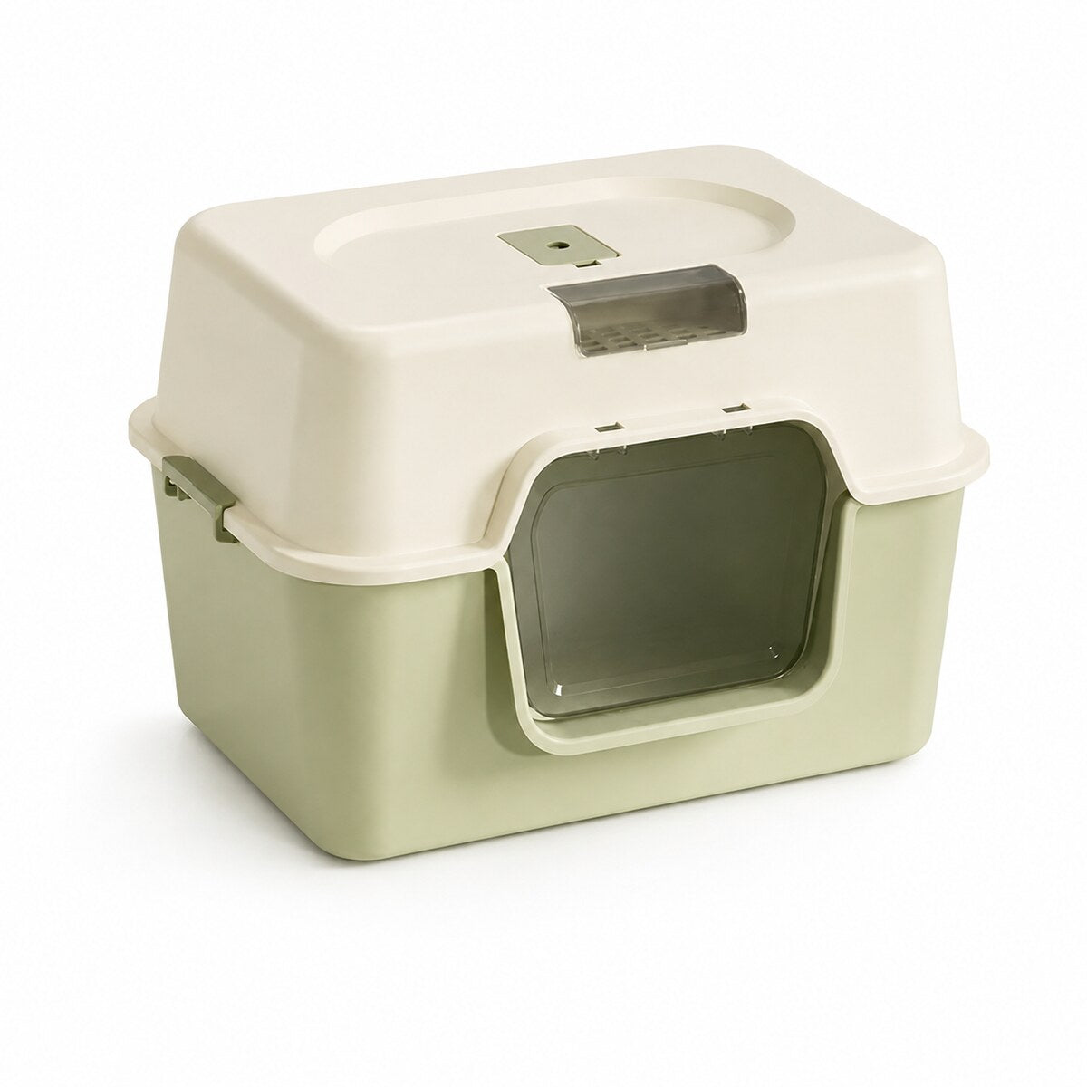 Litieră Acoperită pentru Pisici cu Filtru și Lopățică, 51x35,5x35 cm, Verde – imagine 1