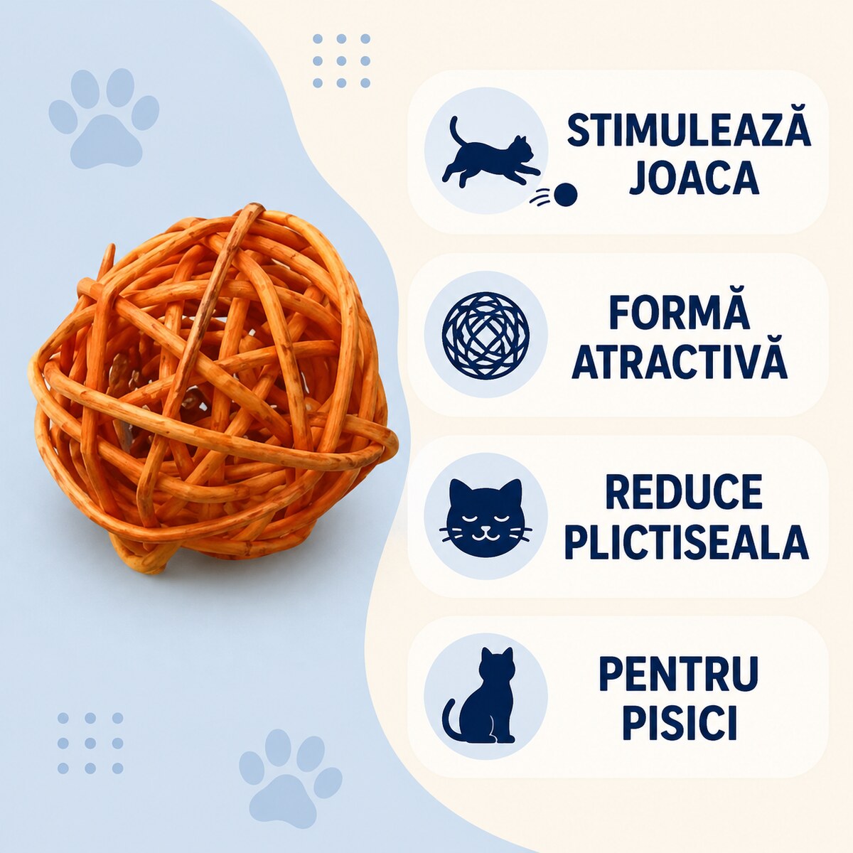 Jucărie Minge Împletită pentru Pisici, Maro – imagine 3