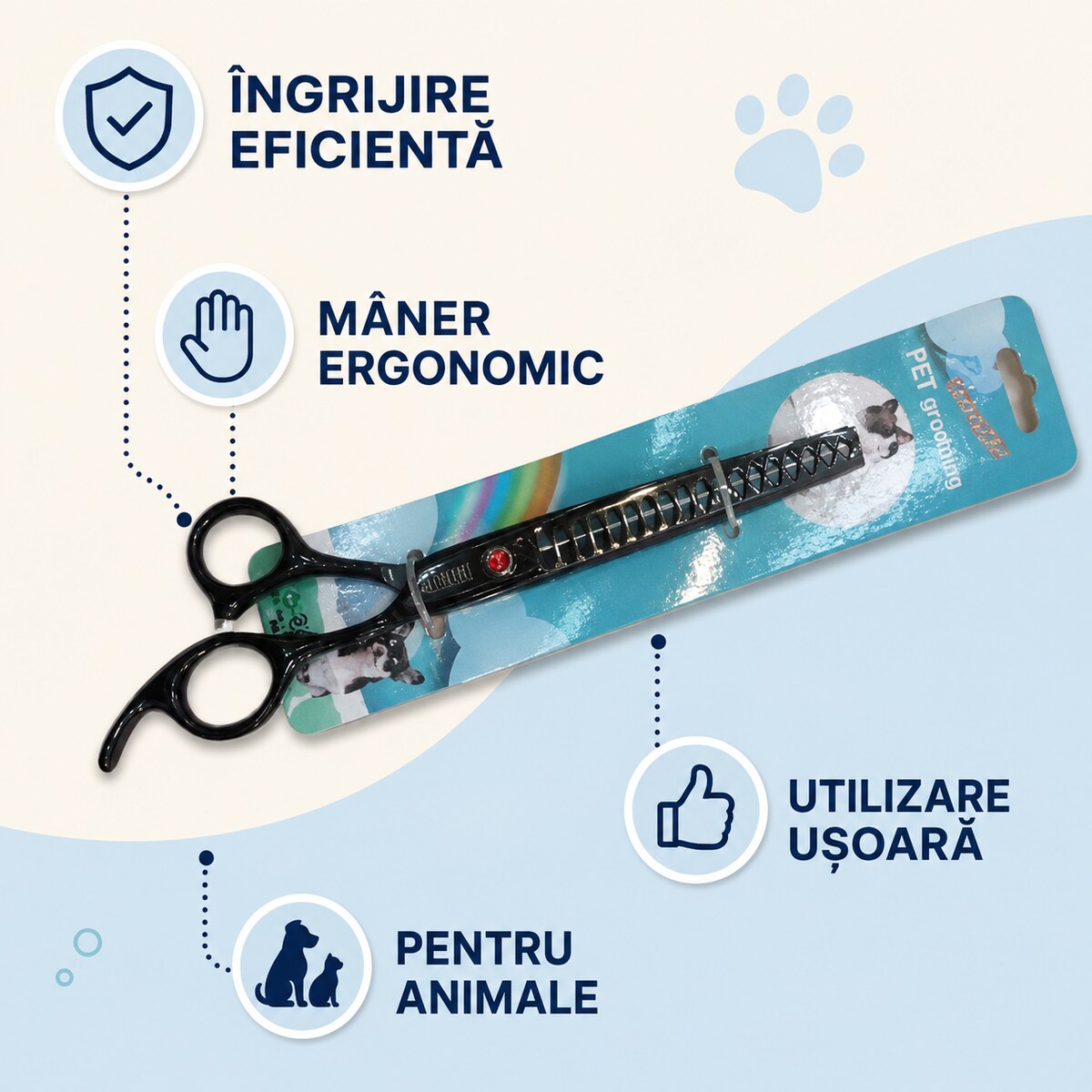 Foarfecă Profesională Curbată pentru Tuns Animale – imagine 3