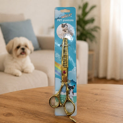 Foarfecă Profesională Dreaptă Aurie pentru Tuns Animale – imagine 2