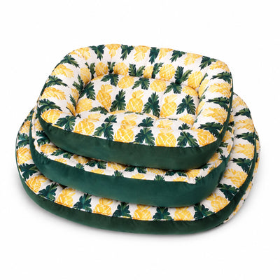 Set 3 Paturi Căptușite pentru Animale, Model Tropical Galben-Verde – imagine 1