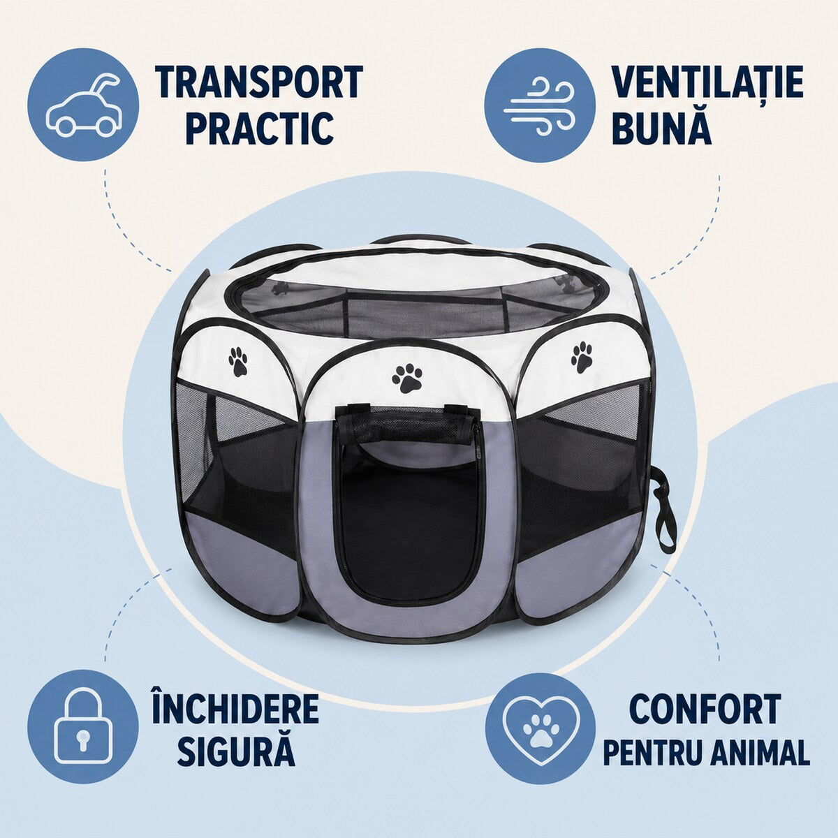Țarc Pliabil pentru Câini și Pisici, Mărimea Mare, Culori Asortate – imagine 3