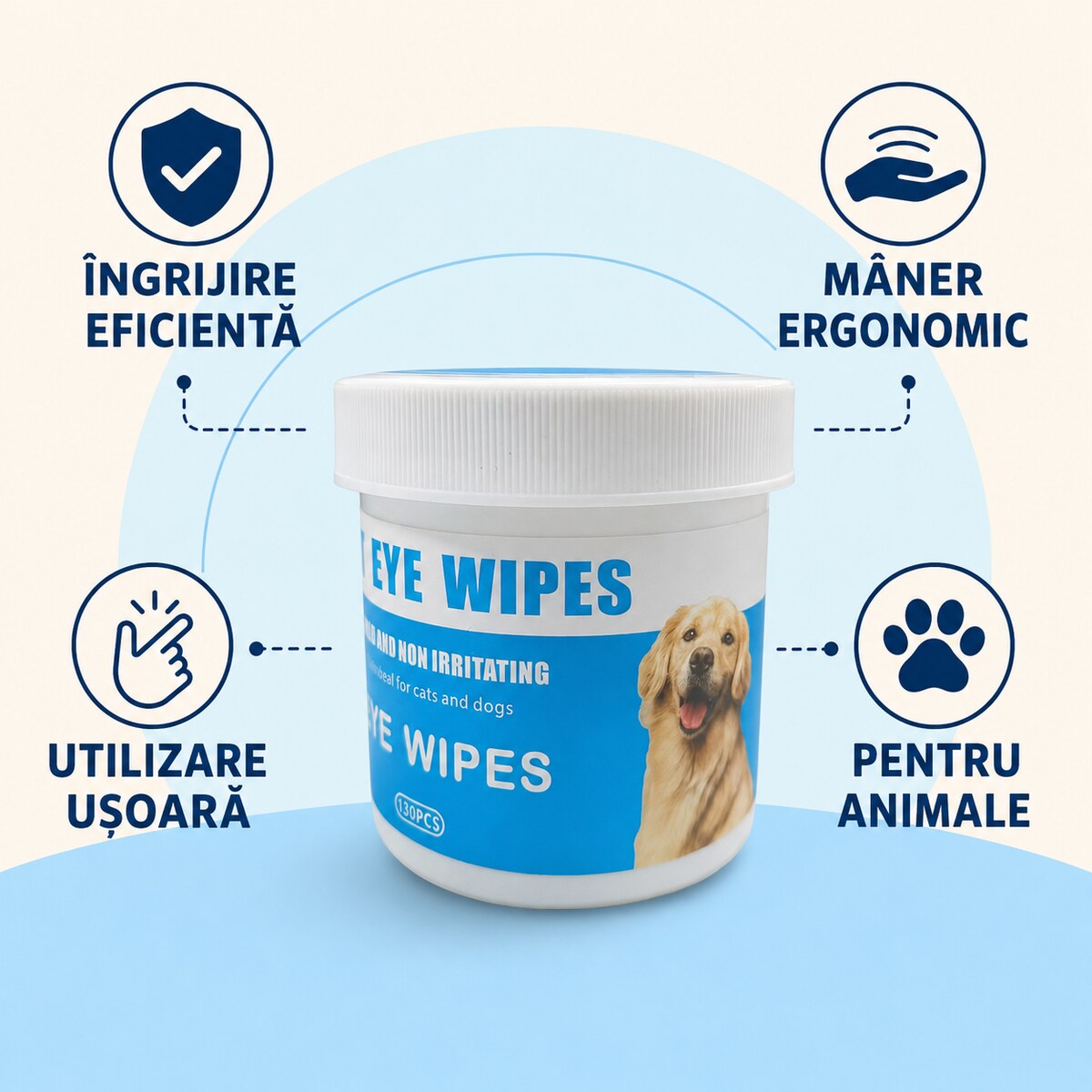 Șervețele Umede pentru Curățarea Ochilor Animalelor – imagine 3