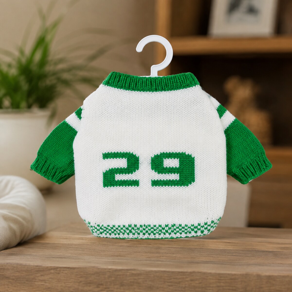 Pulover Tricotat pentru Câini Mici, Model Sport, Alb-Verde – imagine 2