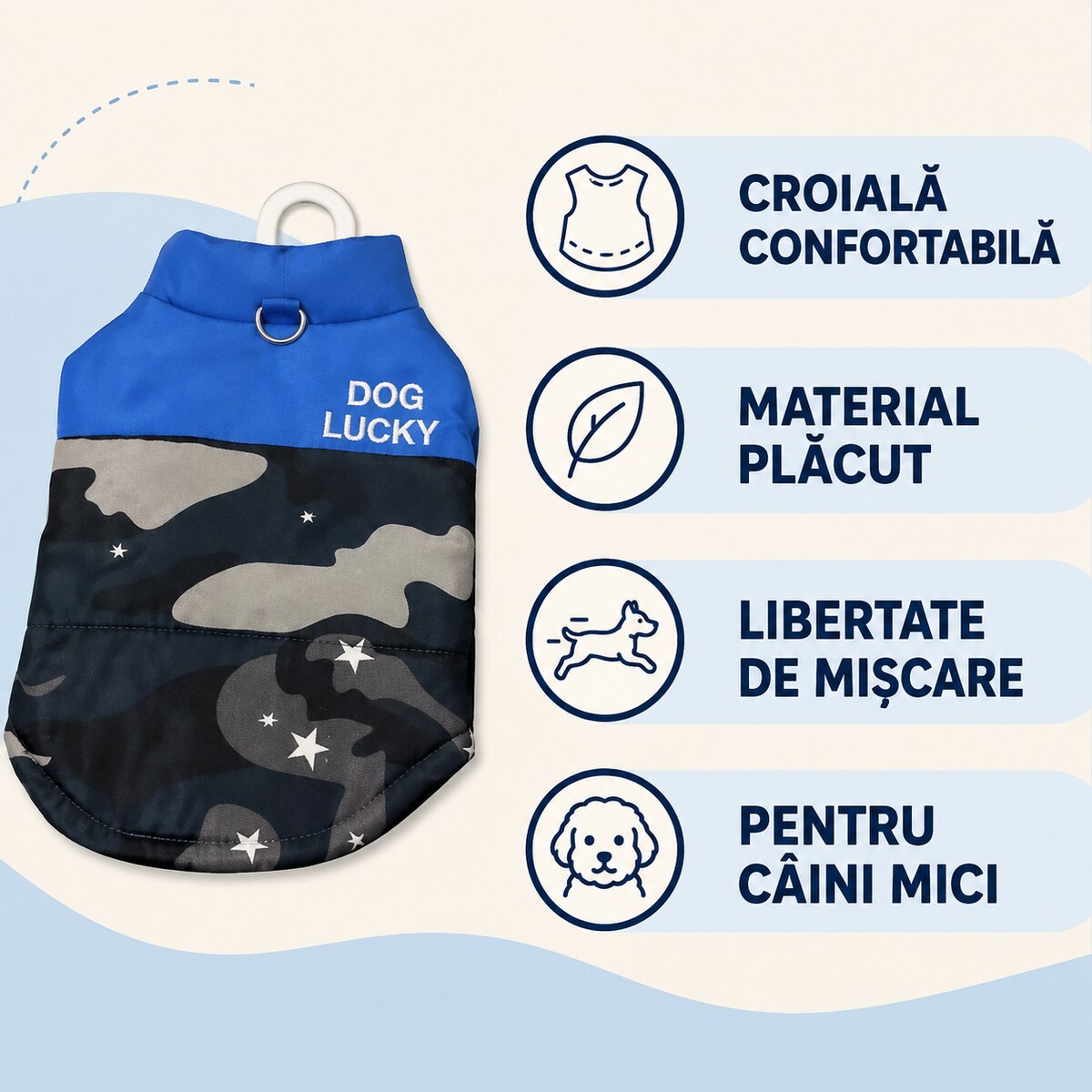 Haină Impermeabilă pentru Câini Mici, Model Camuflaj – imagine 3