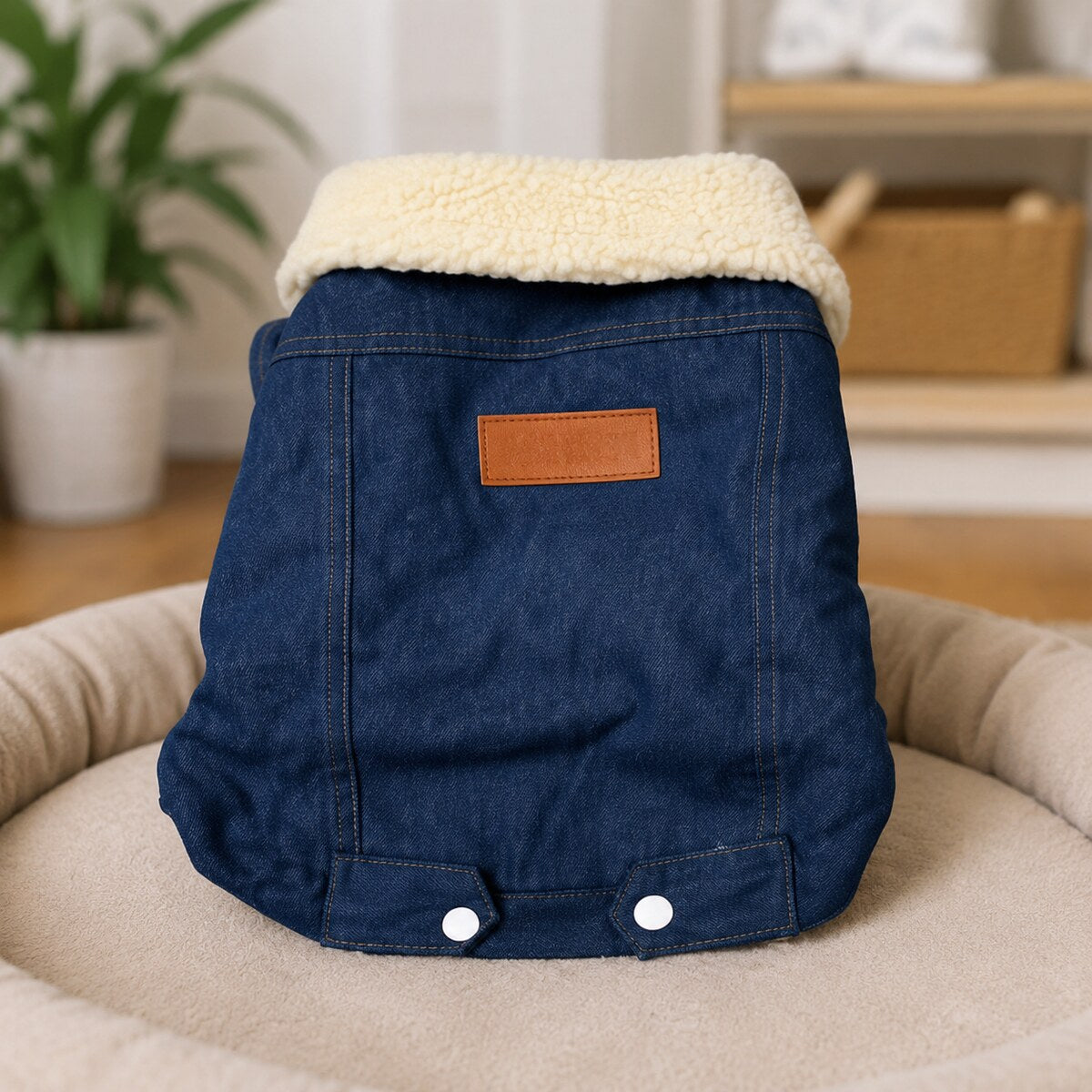 Vestă din Denim pentru Câini Mici cu Căptușeală Pufoasă – imagine 2