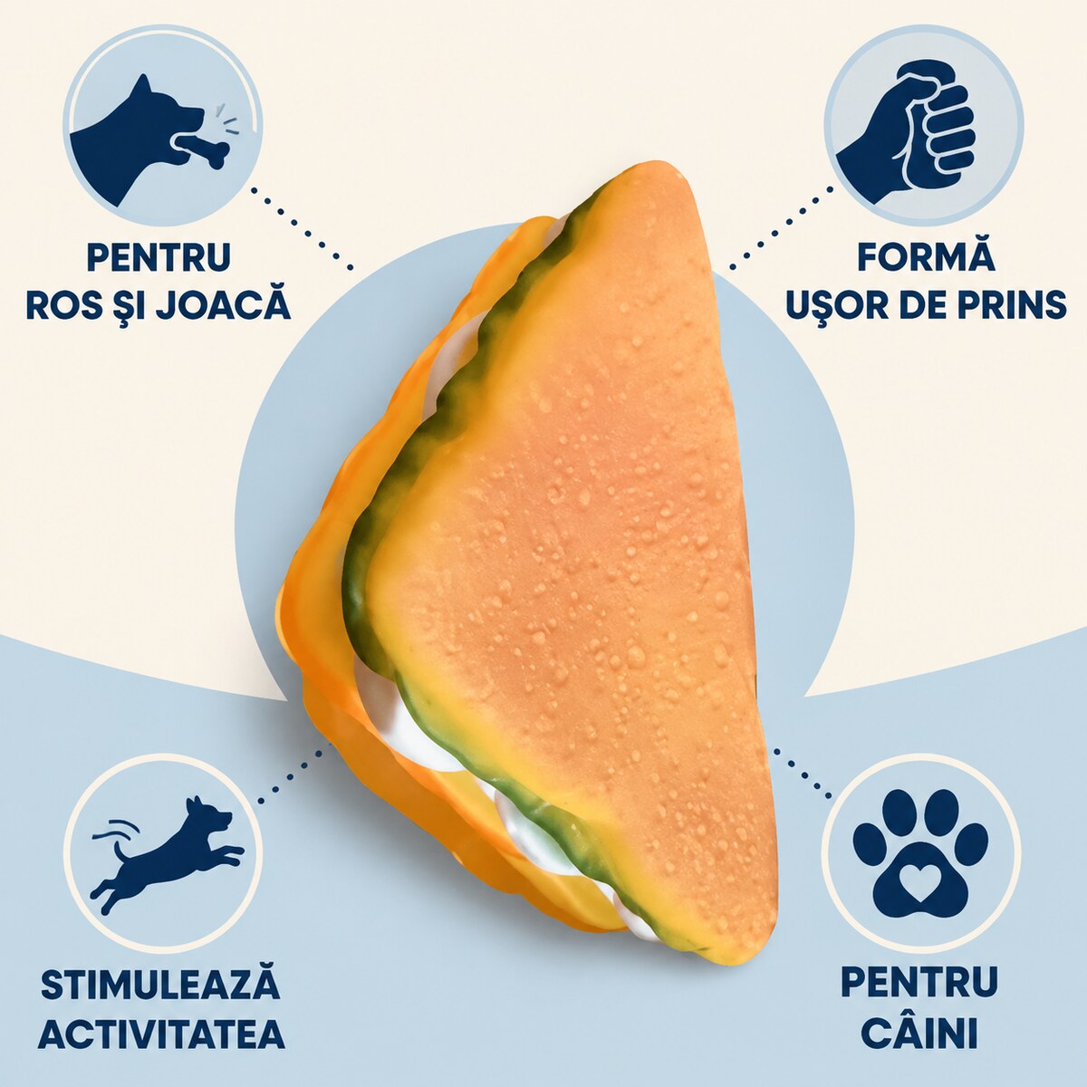 Jucărie de Ros pentru Câini tip Sandviș, Latex cu Sunet – imagine 3
