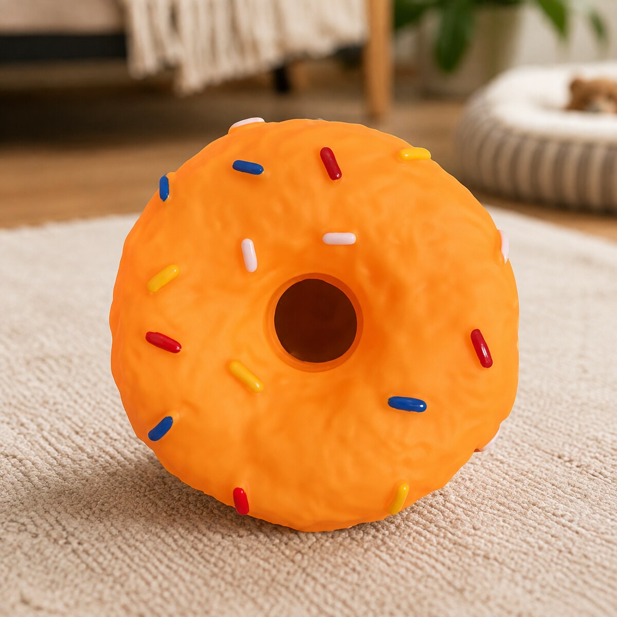 Jucărie de Ros pentru Câini tip Donut, Latex cu Sunet, Mărimea Mare – imagine 2
