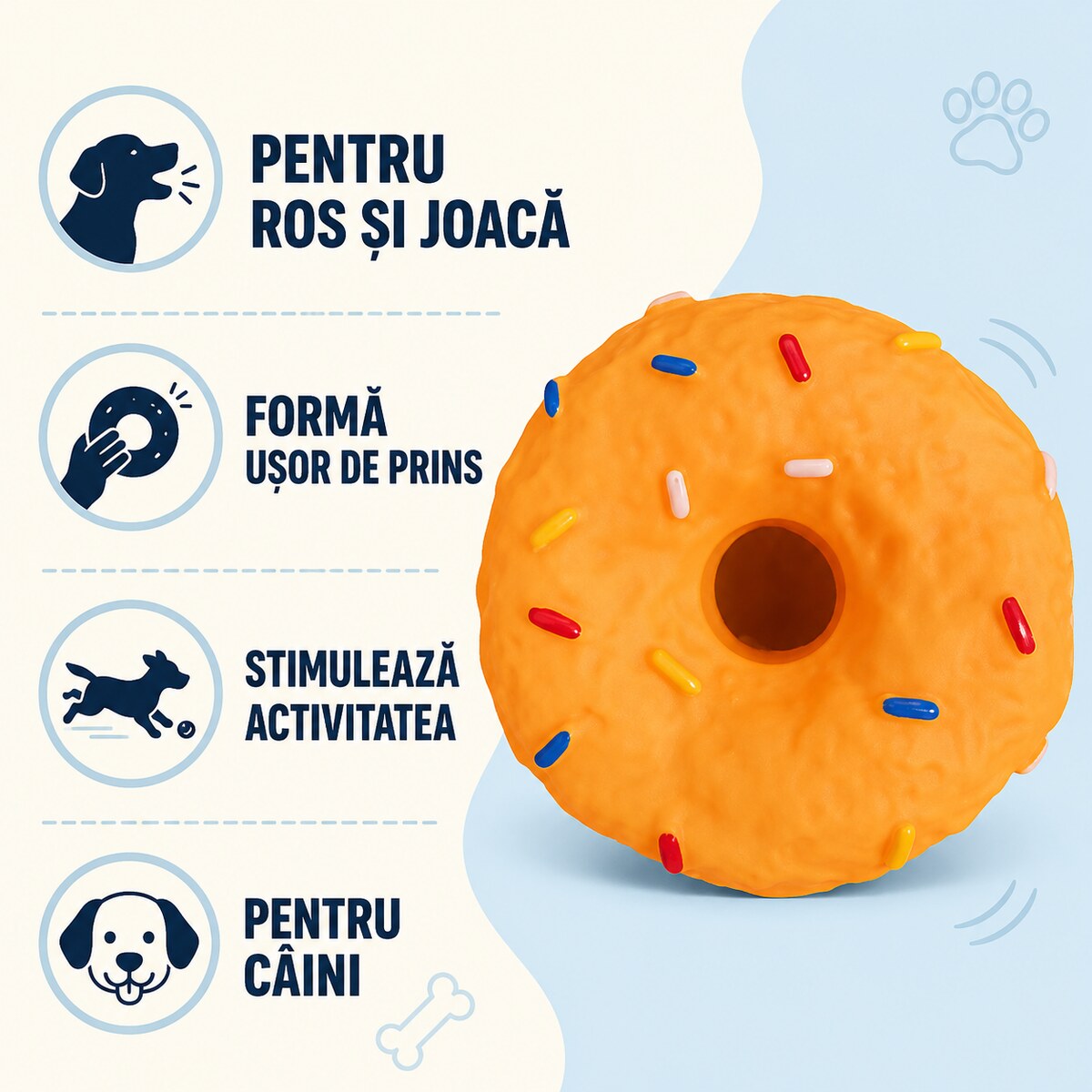 Jucărie de Ros pentru Câini tip Donut, Latex cu Sunet, Mărimea Mare – imagine 3