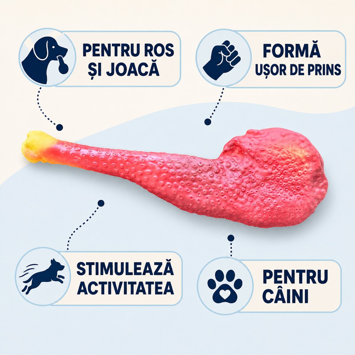 Jucărie de Ros pentru Câini tip Copan, Roz cu Galben – imagine 3