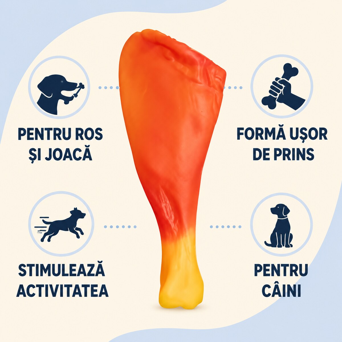 Jucărie de Ros pentru Câini tip Copan, Portocaliu cu Galben – imagine 3