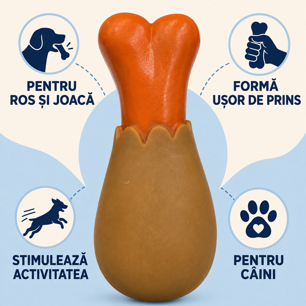 Jucărie de Ros pentru Câini tip Copan Mare, Maro-Portocaliu – imagine 3