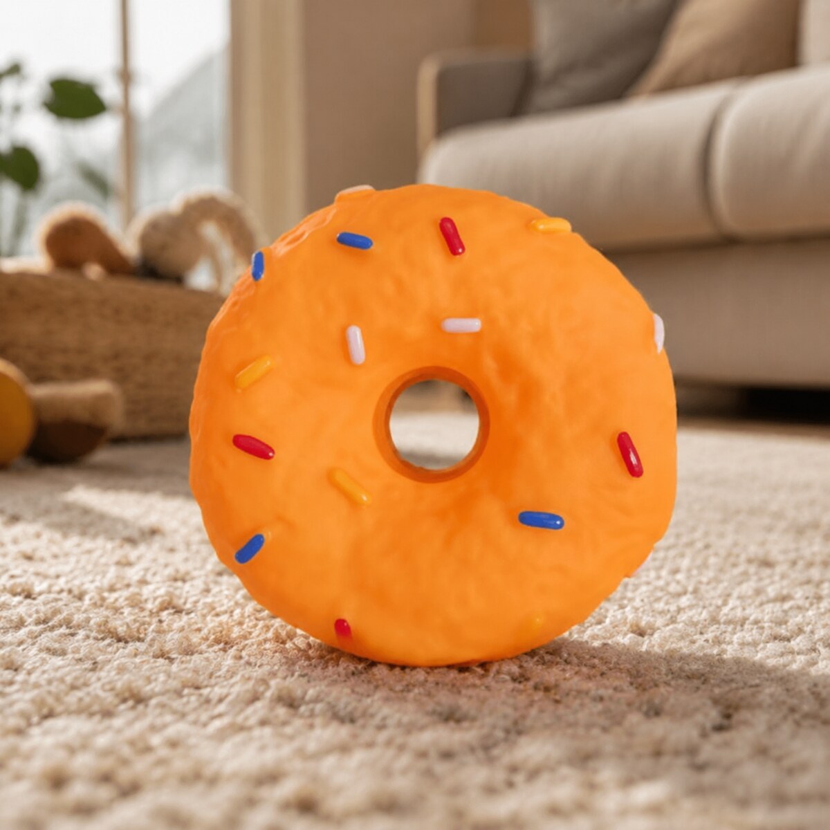 Jucărie de Ros pentru Câini tip Donut, Latex cu Sunet, Mărimea Mică – imagine 2