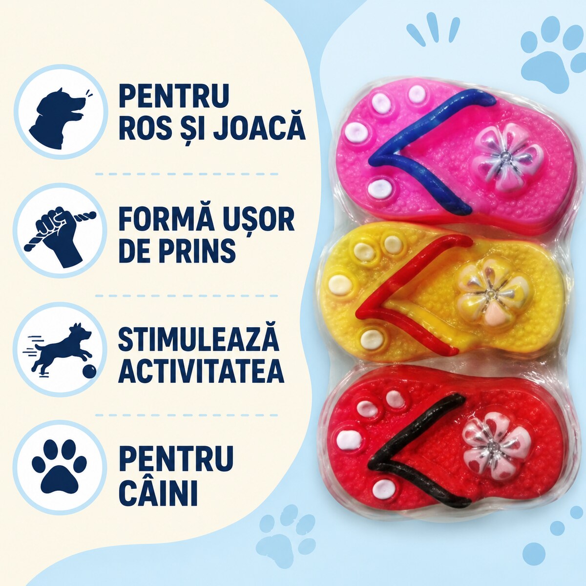 Jucărie de Ros pentru Câini tip Papuc, Culori Asortate – imagine 3