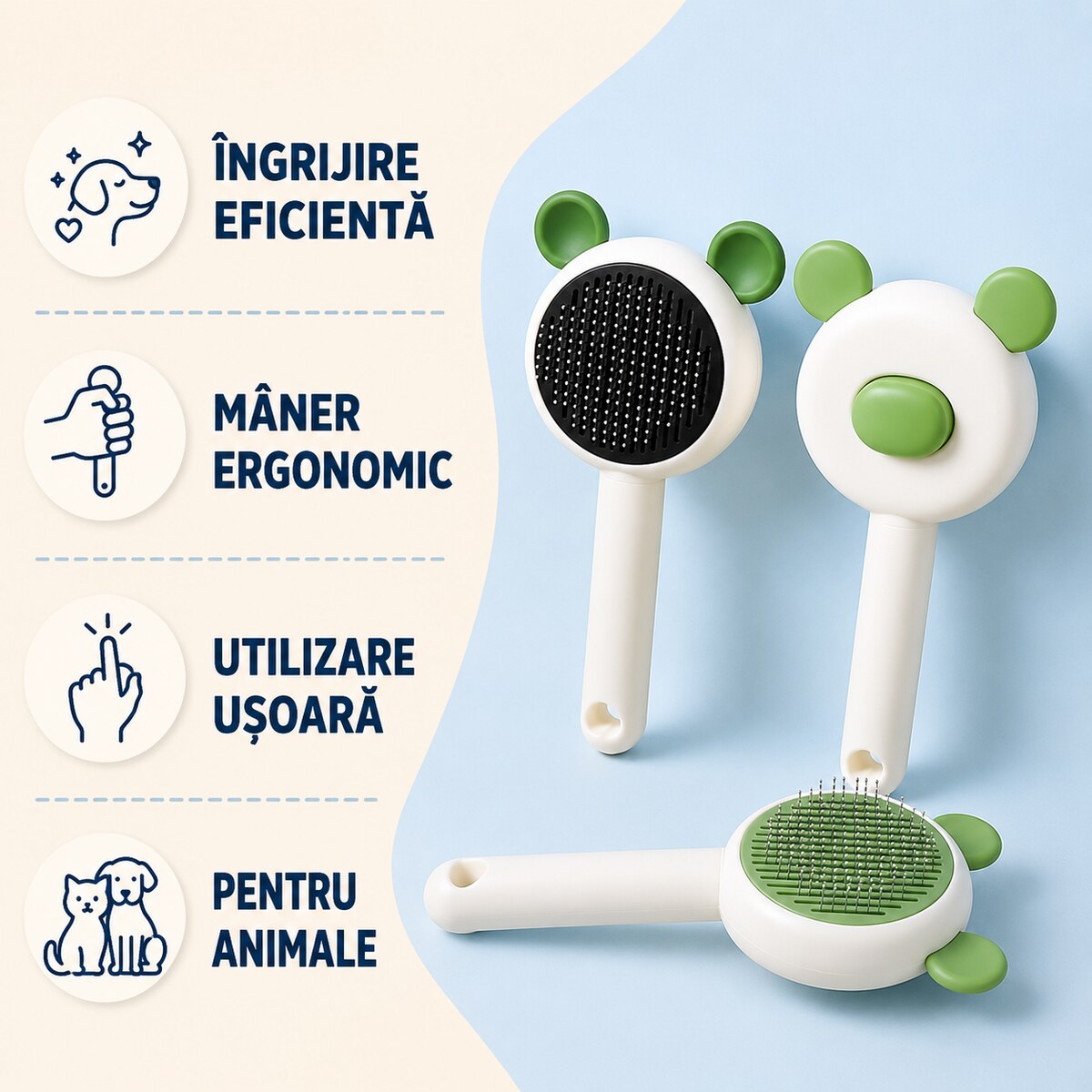 Perie cu Rezervor pentru Șampon, Masaj și Spălare Animale, Verde – imagine 3