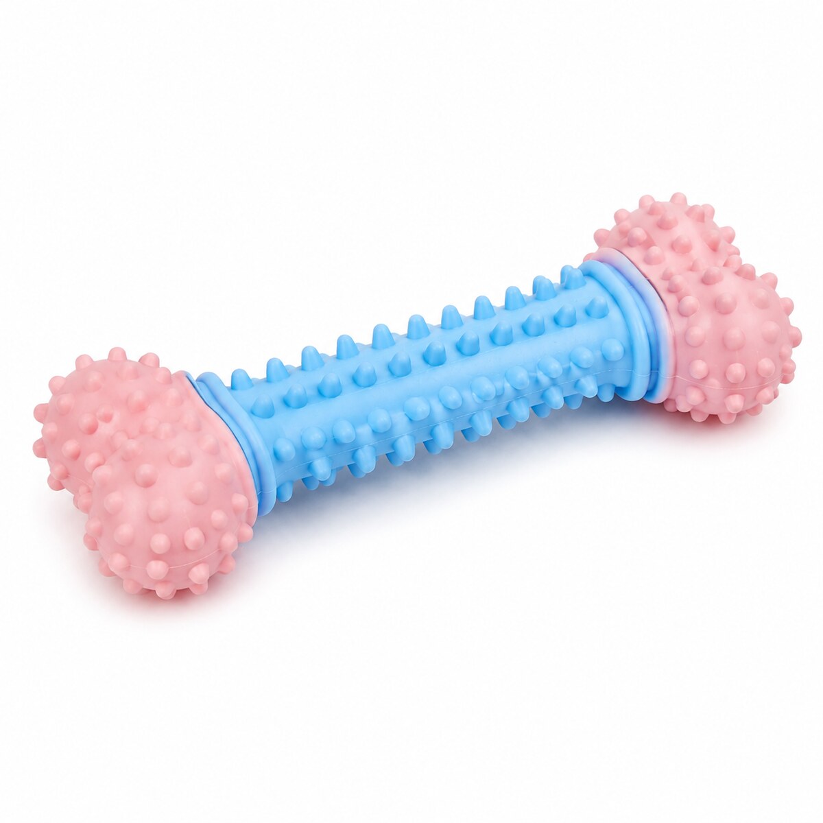 Jucărie Dentară pentru Câini tip Os cu Bumbi, Culori Pastel – imagine 1