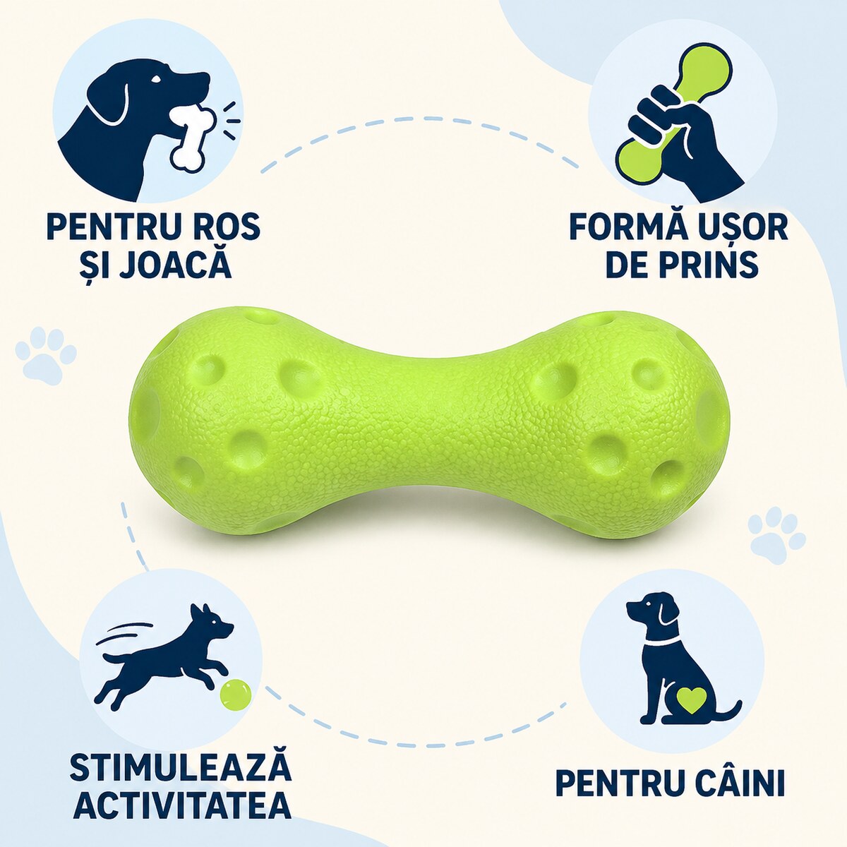 Jucărie de Ros pentru Câini tip Os Curbat, Verde – imagine 3