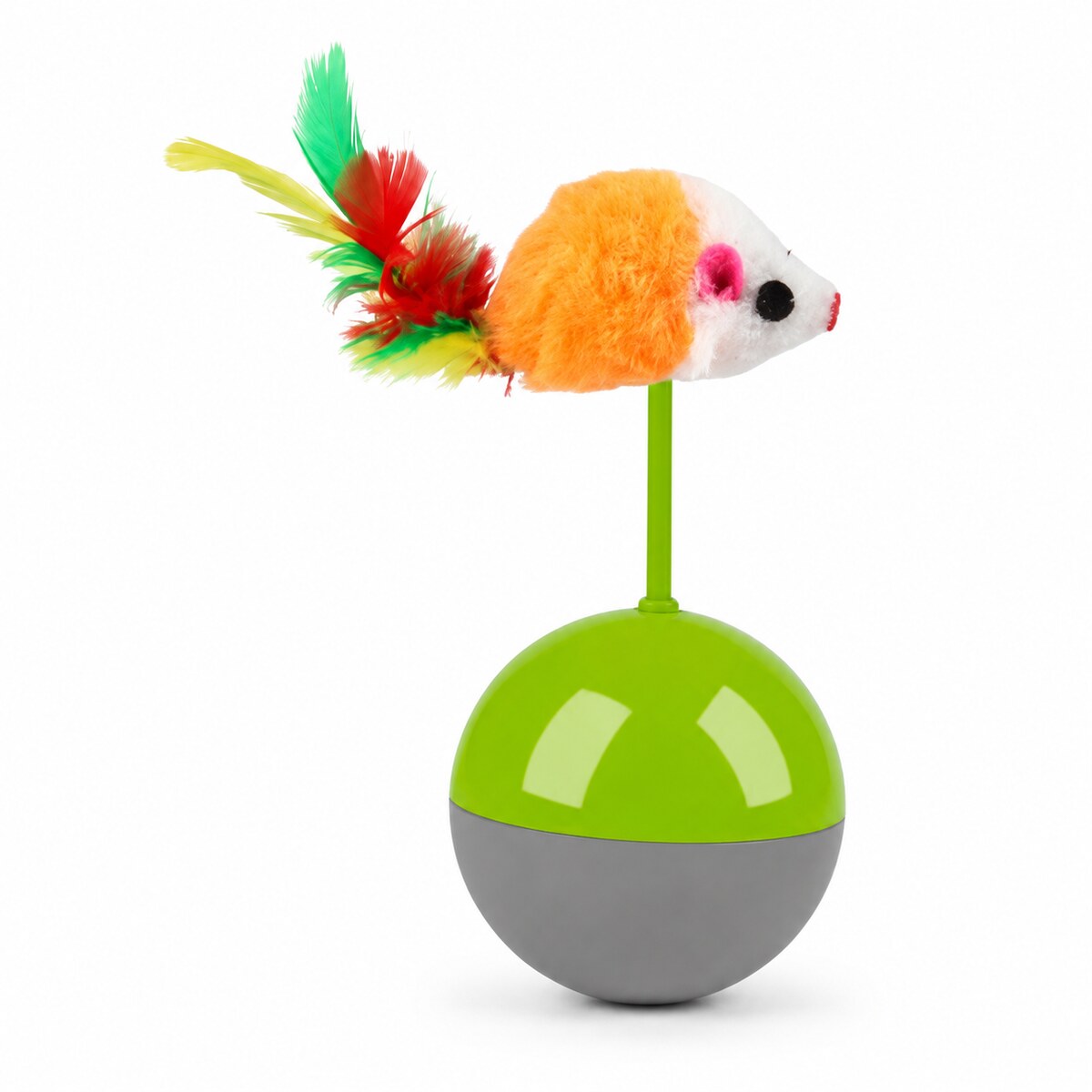 Jucărie Interactivă pentru Pisici, Șoricel cu Bază Balansoar, Verde – imagine 1