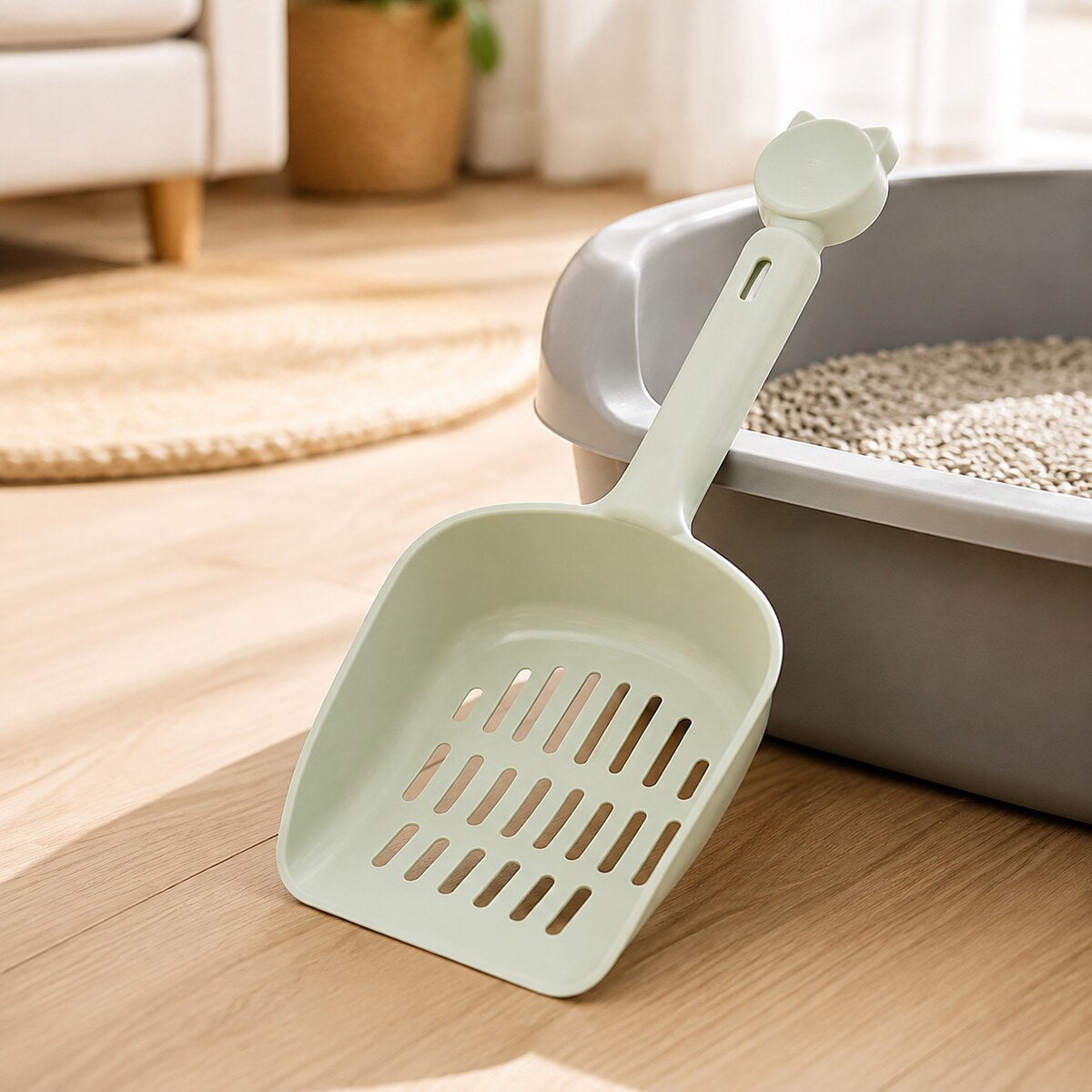 Lopățică pentru Litieră cu Sită și Mâner Lung, Verde – imagine 2