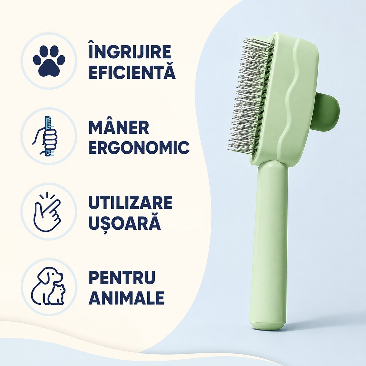 Perie Răzuitoare pentru Îndepărtarea Părului de Animale, Verde – imagine 3