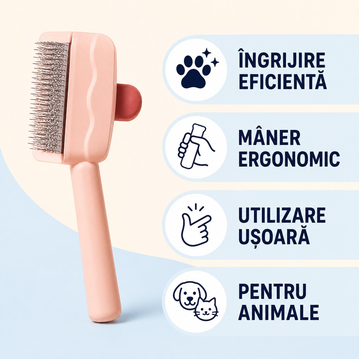 Perie Răzuitoare pentru Îndepărtarea Părului de Animale, Roz – imagine 3