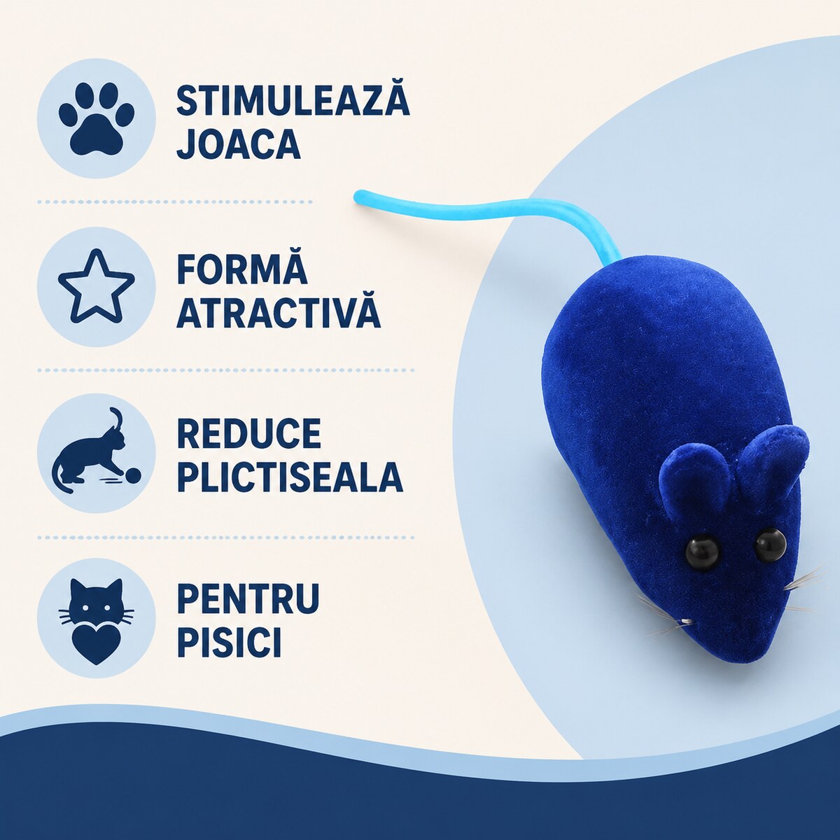 Jucărie Șoricel cu Sunet pentru Pisici, Albastru – imagine 3